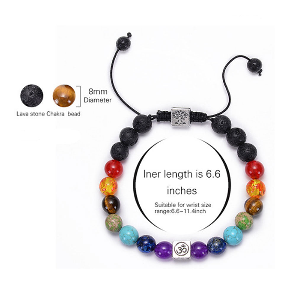 adjustable lava rock onlyx natural stone beads tree of life essential oils aromatherapy 7 chakra bracelet jewelry