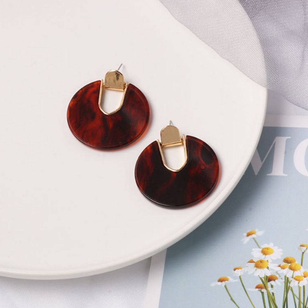 vintage large colorful resin fashion large acrylic round hoop dangles drop earrings for women