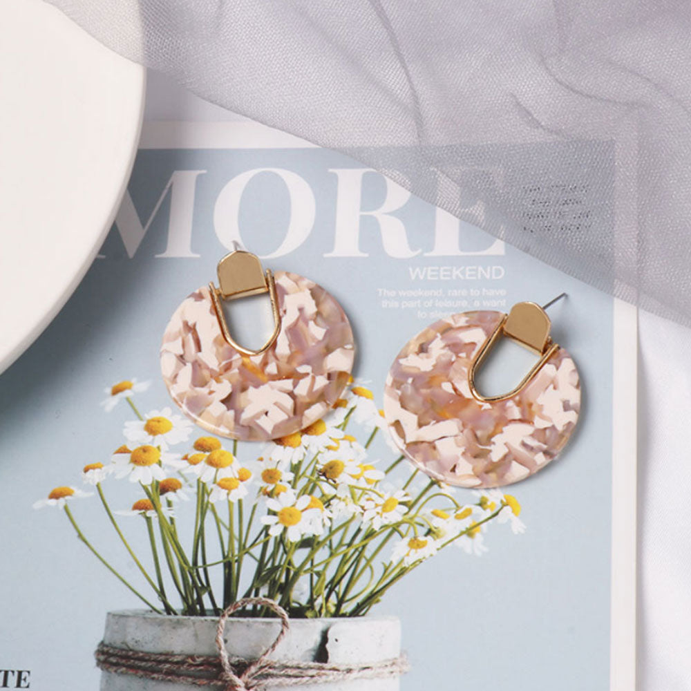 vintage large colorful resin fashion large acrylic round hoop dangles drop earrings for women