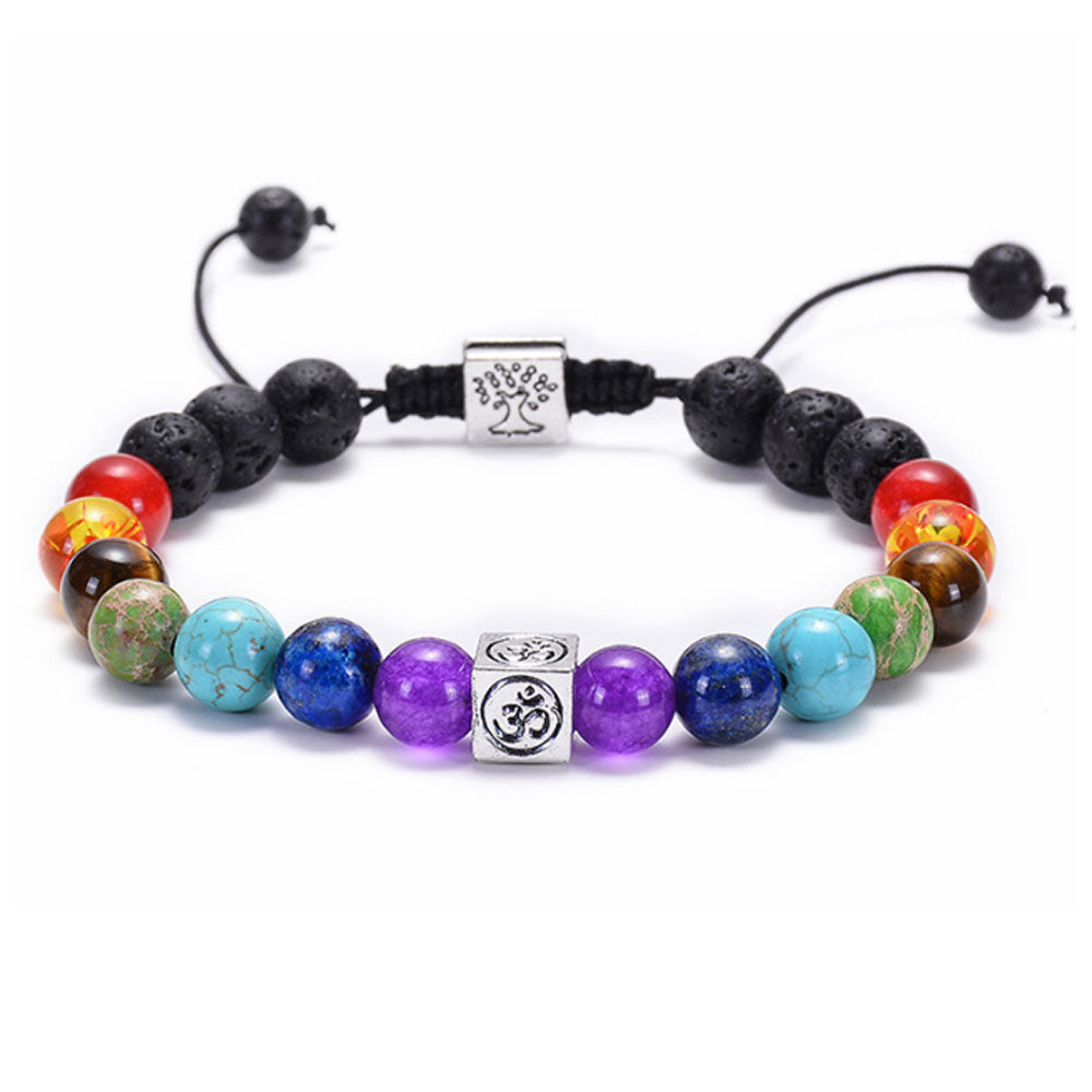 adjustable lava rock onlyx natural stone beads tree of life essential oils aromatherapy 7 chakra bracelet jewelry