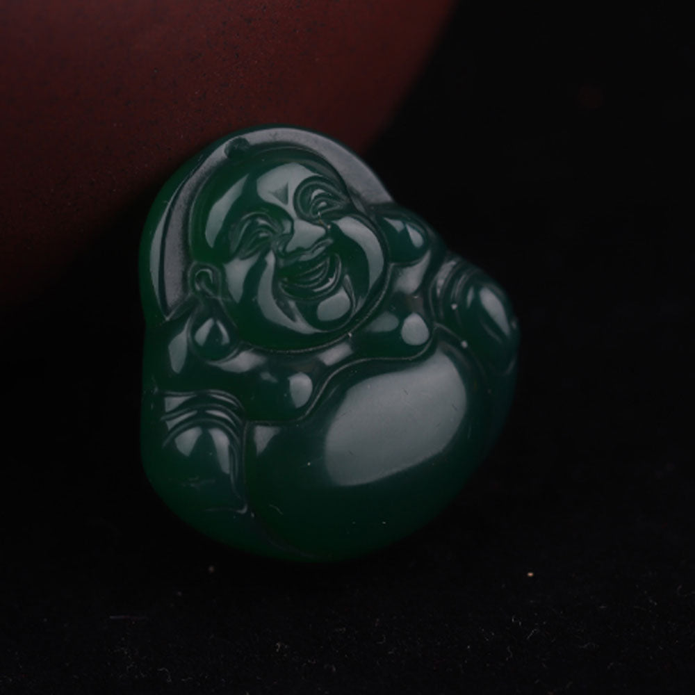 27mm natural pink black green white red gem stone jade buddha pendant necklace