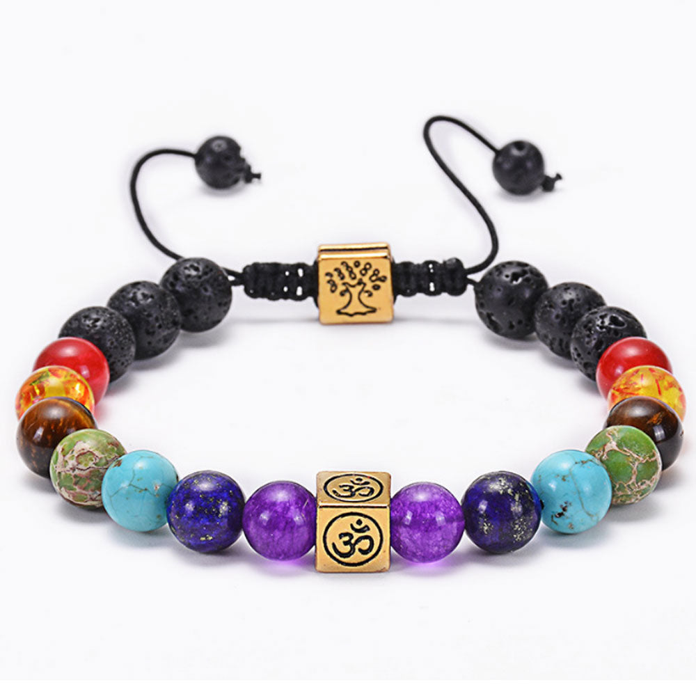 adjustable lava rock onlyx natural stone beads tree of life essential oils aromatherapy 7 chakra bracelet jewelry