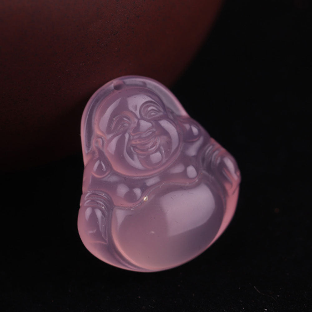 27mm natural pink black green white red gem stone jade buddha pendant necklace