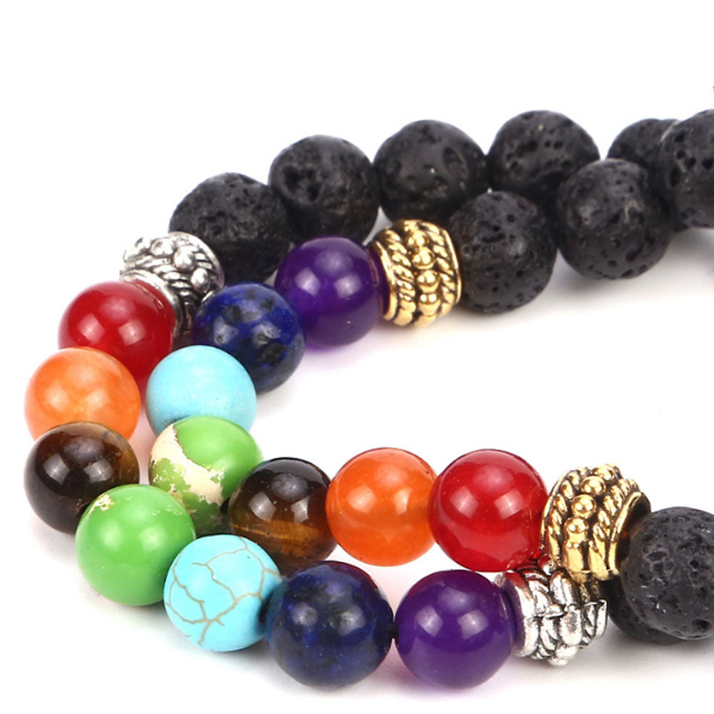 adjustable lava rock natural gem stone beads tree of life charm essential oils aromatherapy 7 chakra bracelet jewelry