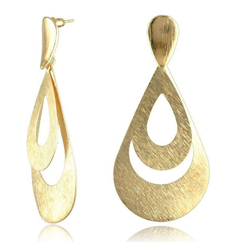 korean fashion accessories jewelry water drop shape metal long drop earings