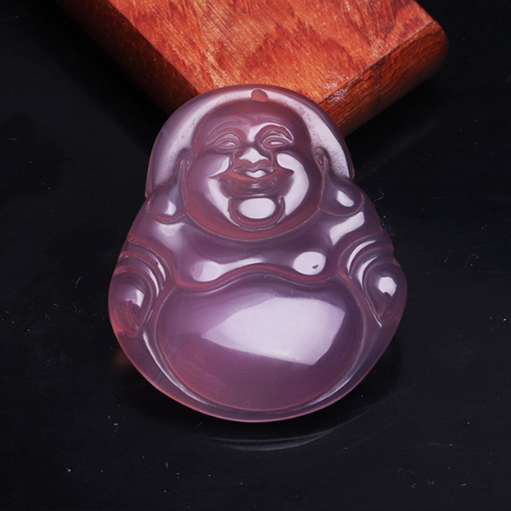 38mm natural pink black green white red stone jade buddha pendant necklace
