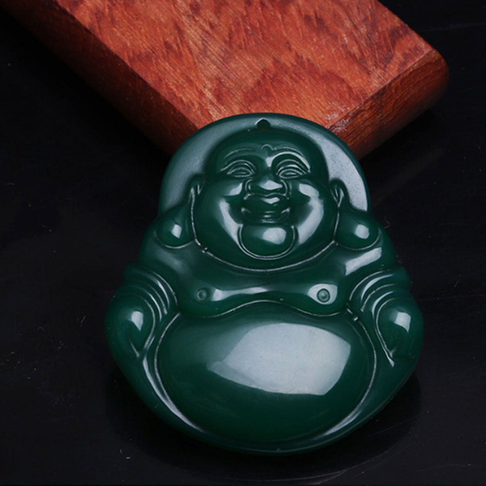 38mm natural pink black green white red stone jade buddha pendant necklace