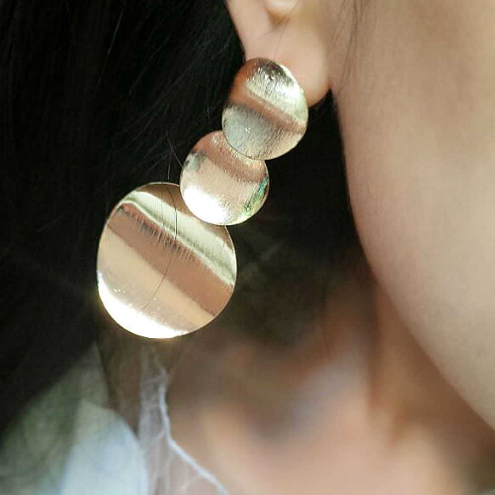 korean fashion accessories jewelry water drop shape metal long drop earings