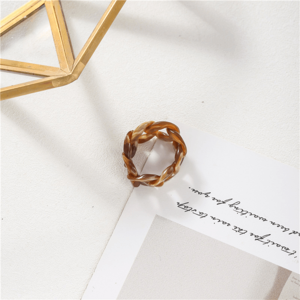 Korean style vintage chunky design blank plastic acrylic resin finger ring jewelry unisex