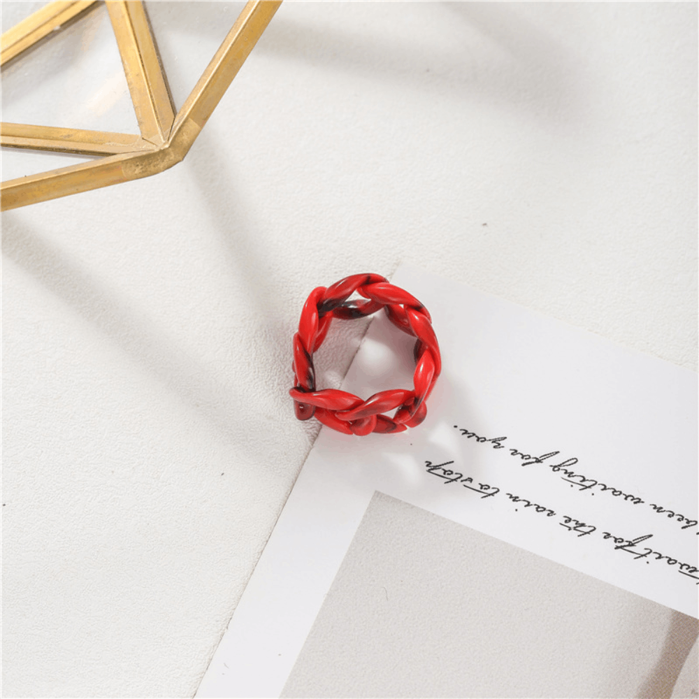 Korean style vintage chunky design blank plastic acrylic resin finger ring jewelry unisex