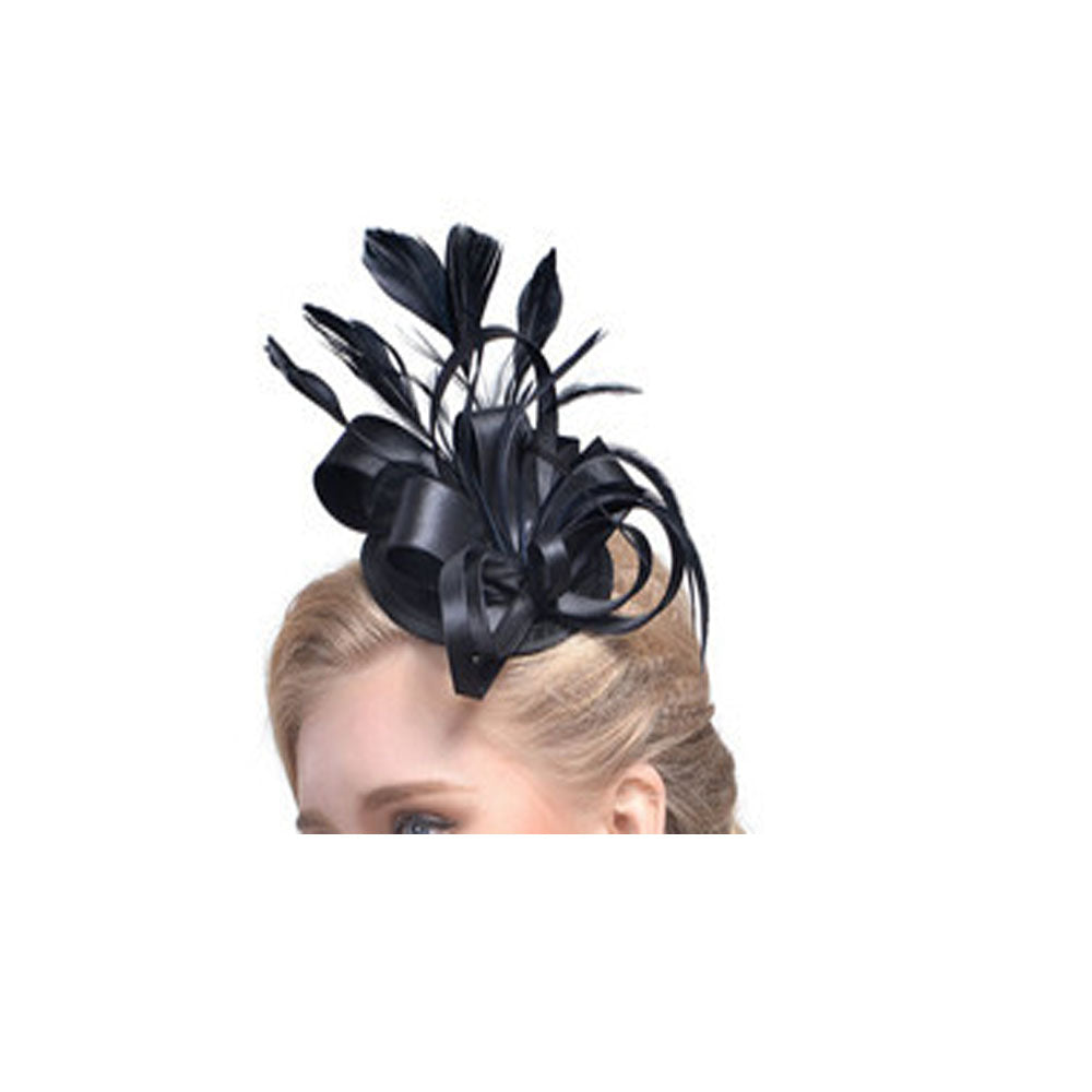classical women feather sinamay cambric hats party wedding church bridal clip headwear fascinator hats for ladies