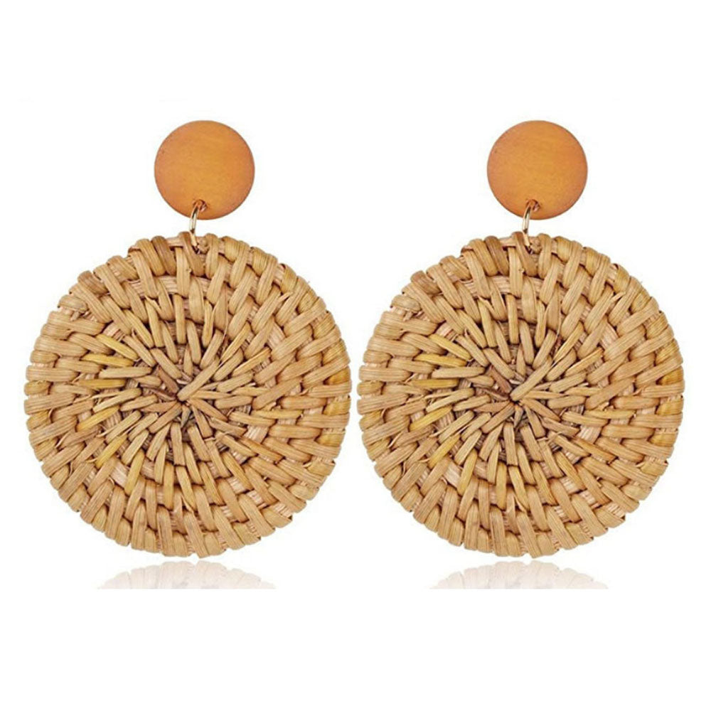 bohemian lovely geometric rattan earrings handmade for women supplies