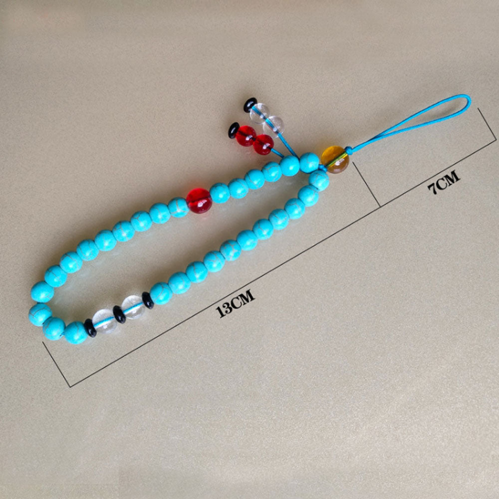 jeweled howlite, turquoise stone beads hand wrist beads lanyard strap string for cell phone
