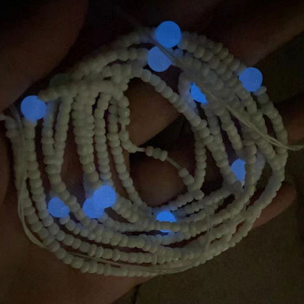 new design glow in the dark weightloss string thread adjustable tie on african waist beads belly chain women body jewelry