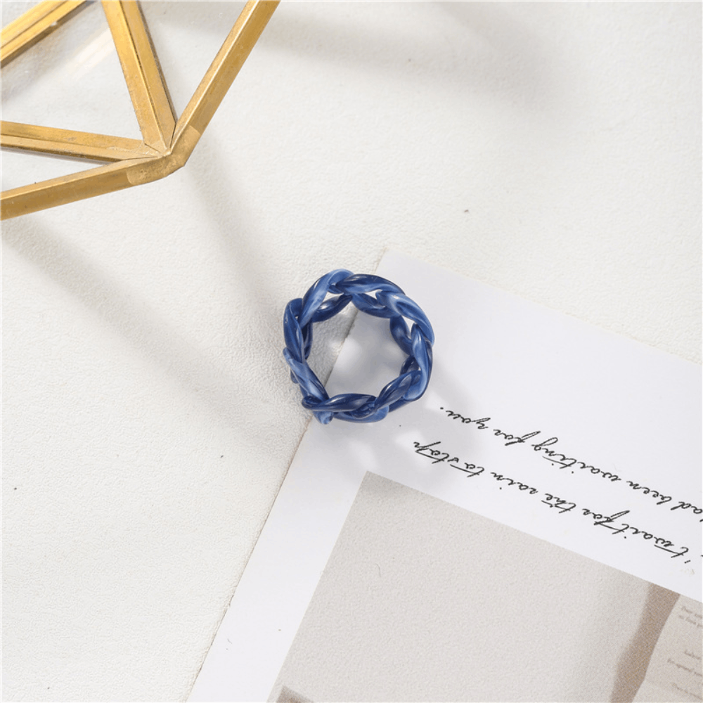 Korean style vintage chunky design blank plastic acrylic resin finger ring jewelry unisex