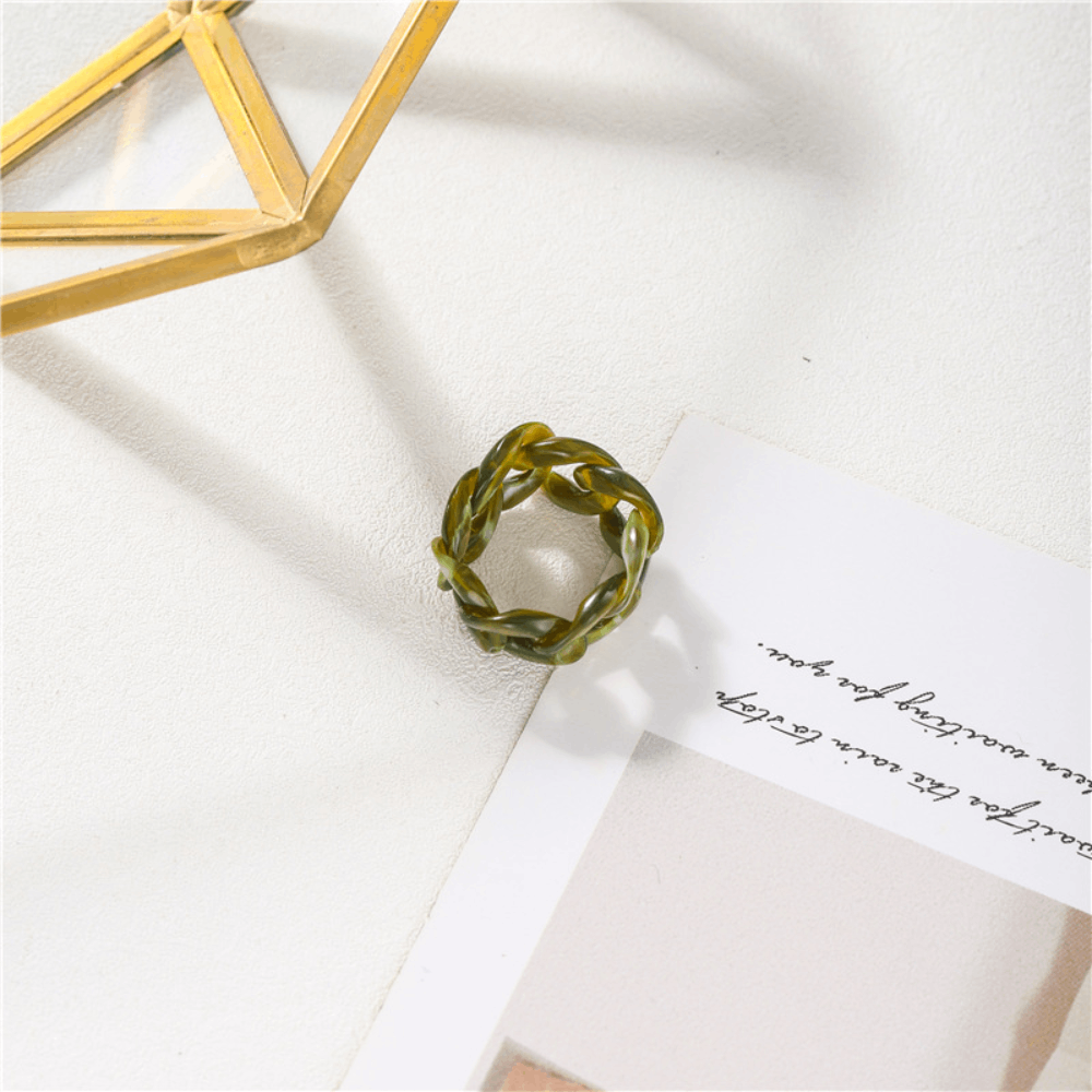 Korean style vintage chunky design blank plastic acrylic resin finger ring jewelry unisex