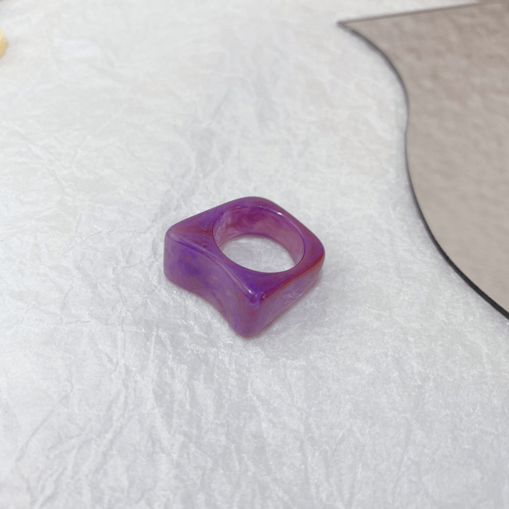 Wholesale Korean style chunky design open cuff resizable candy color blank plastic acrylic resin finger ring jewelry unisex