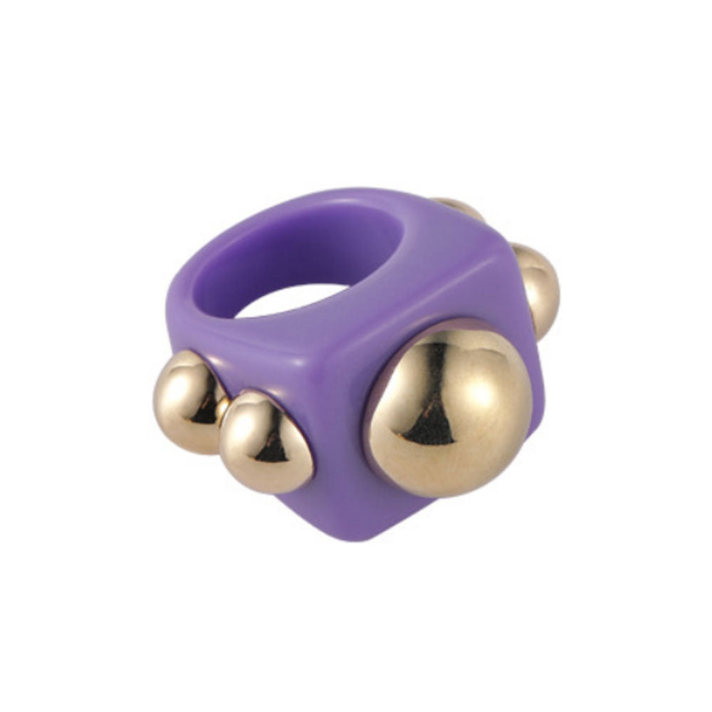 fashion new design resin rings acrylic cute trendy finger rings with ball beads welding finger rings colorful