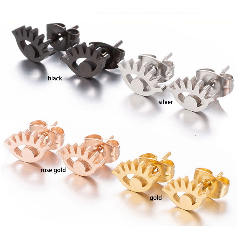 wholesale trendy fashion surgical stainless steel fancy lucky earrings devil eye stud jewelry for women