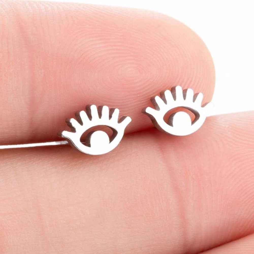 wholesale trendy fashion surgical stainless steel fancy lucky earrings devil eye stud jewelry for women