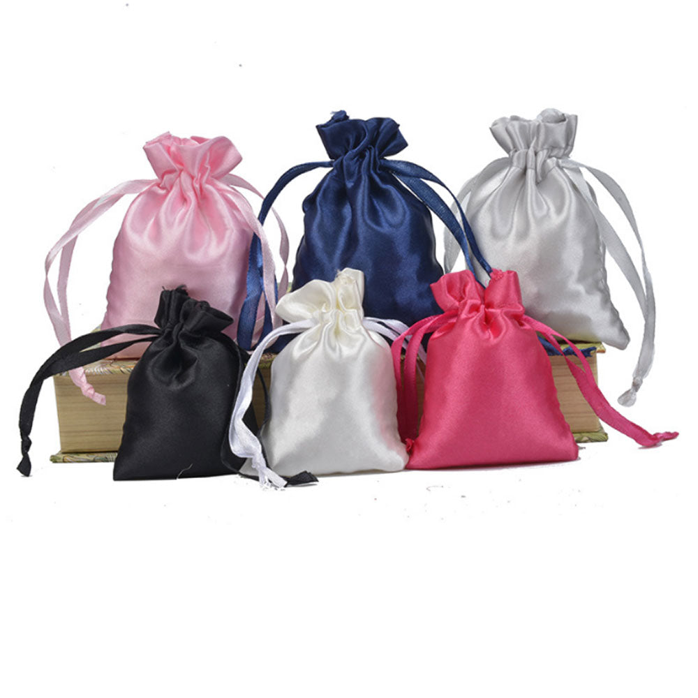 Wholesale Customized Luxury Thick Silk Satin Drawingstring Bundle Dust Wig Hair Extension Jewellry Gift Bag