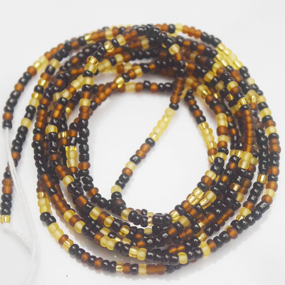 brown skin color african mix glass seed beads tie on waist beads belly body chain with clasp double cotton string for ladies