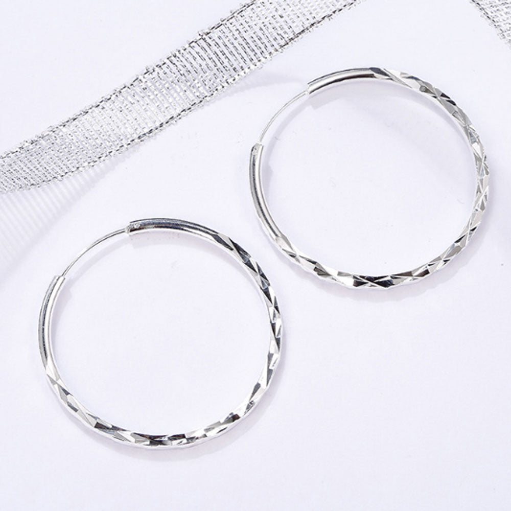 korean style silver alloy hoop earrings round hollow brass earrings women