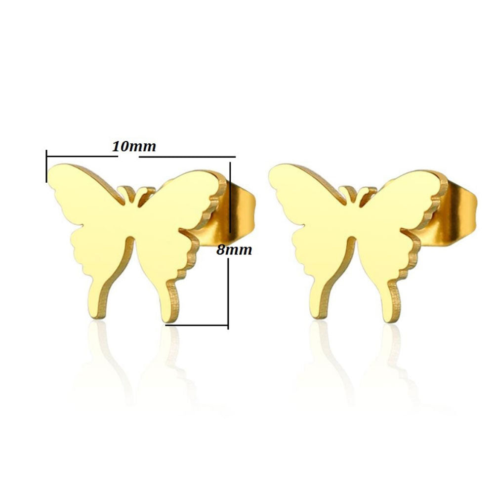 wholesale trendy fashion Korean surgical stainless steel gold butterfly charm stud earrings jewelry for women