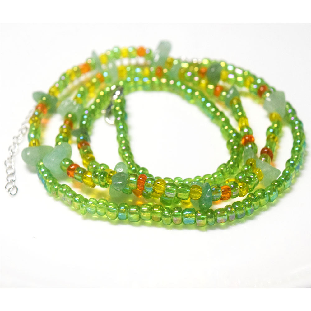 handmade glass seed beads quartz jade waist belly chain with lobster clasp for women