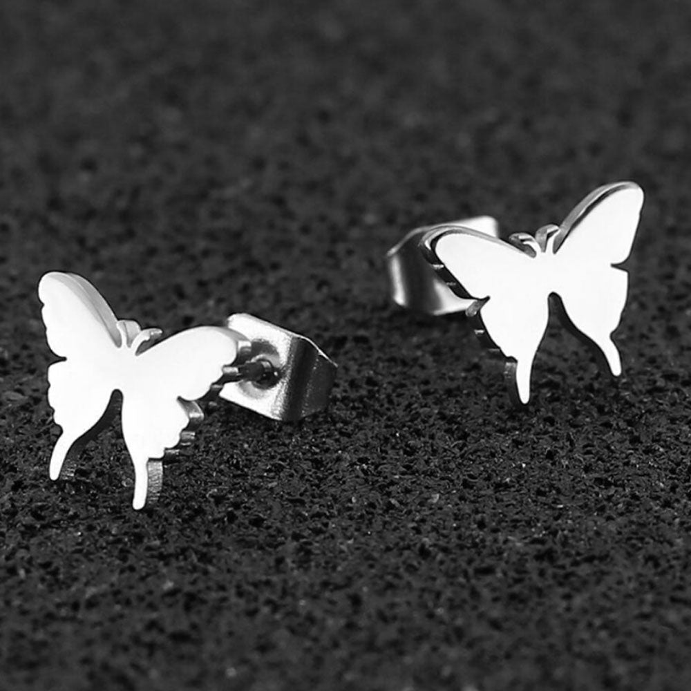 wholesale trendy fashion Korean surgical stainless steel gold butterfly charm stud earrings jewelry for women