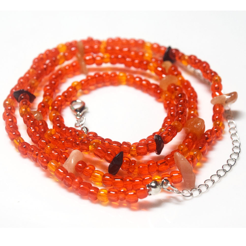 handmade glass seed beads quartz jade waist belly chain with lobster clasp for women