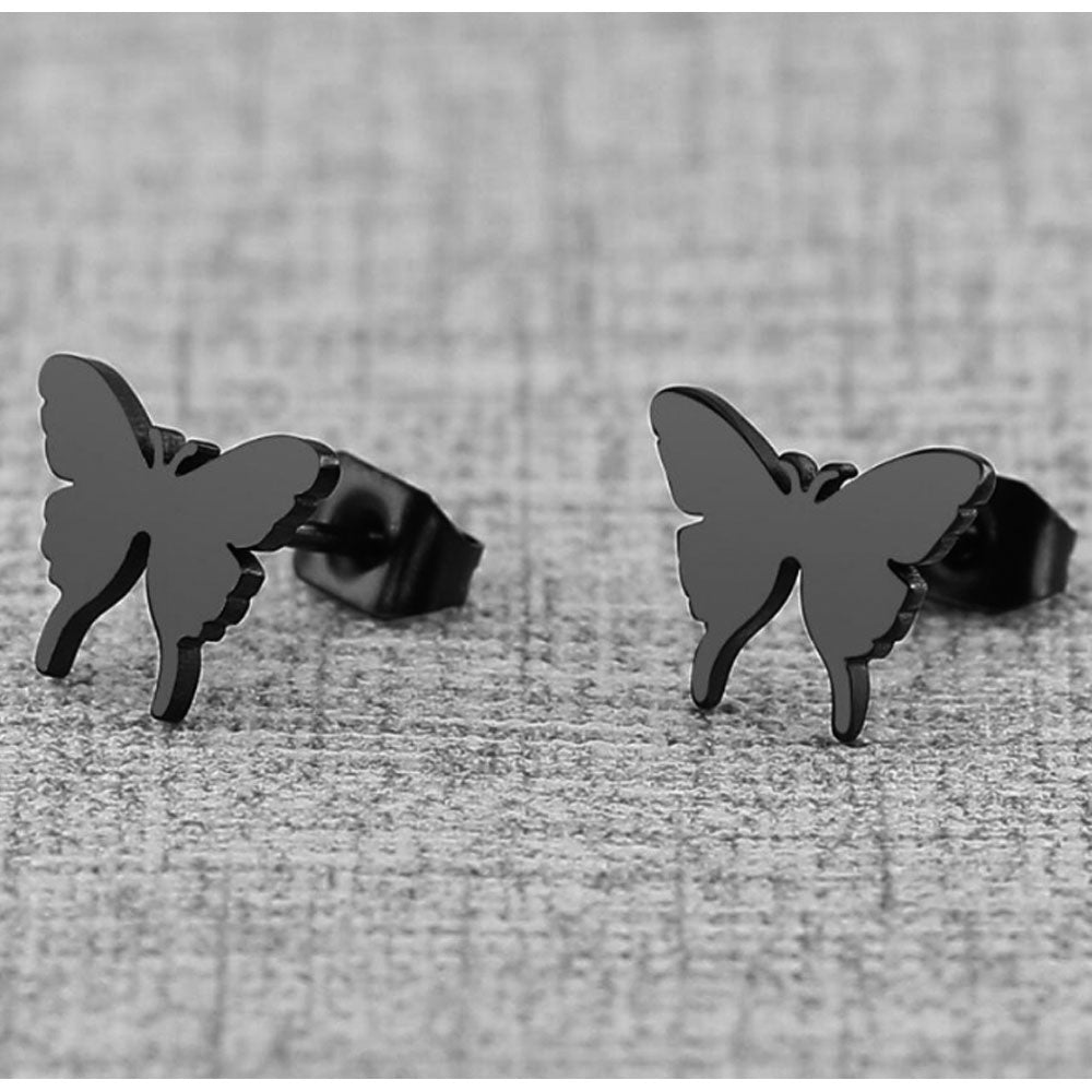 wholesale trendy fashion Korean surgical stainless steel gold butterfly charm stud earrings jewelry for women