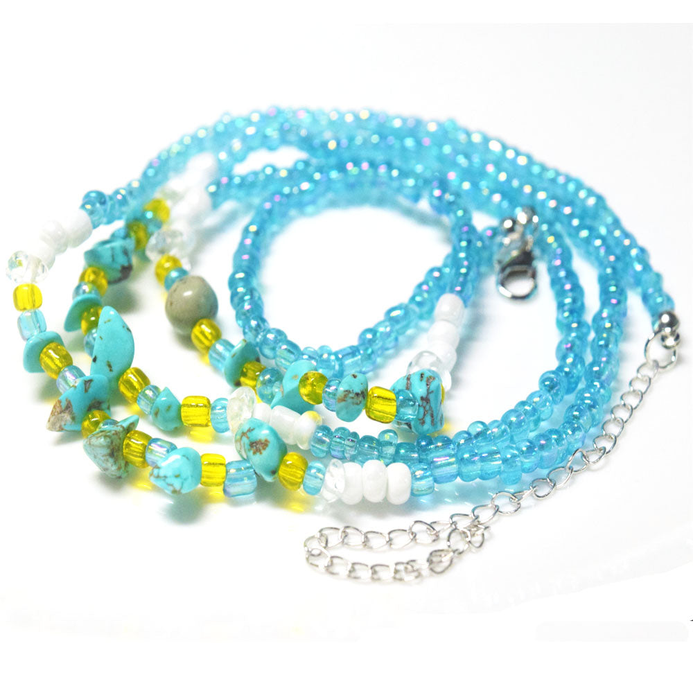 handmade glass seed beads quartz jade waist belly chain with lobster clasp for women