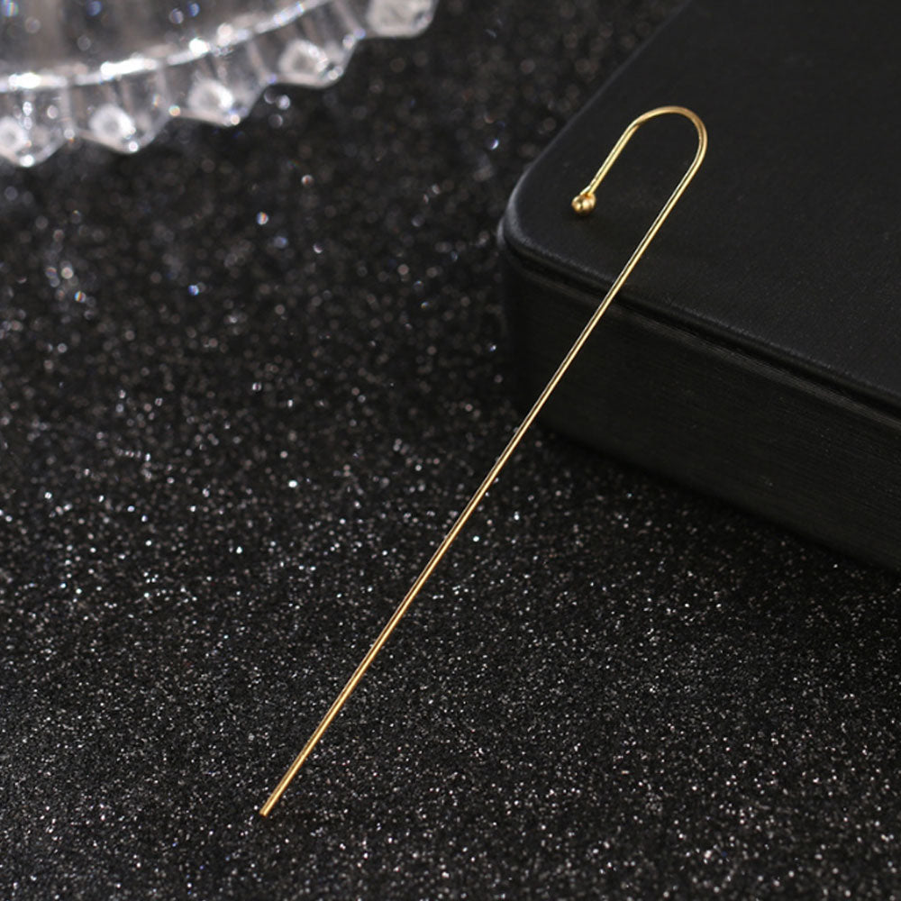 brass needle ear wrap crawler hook earrings climber silver and gold colors women