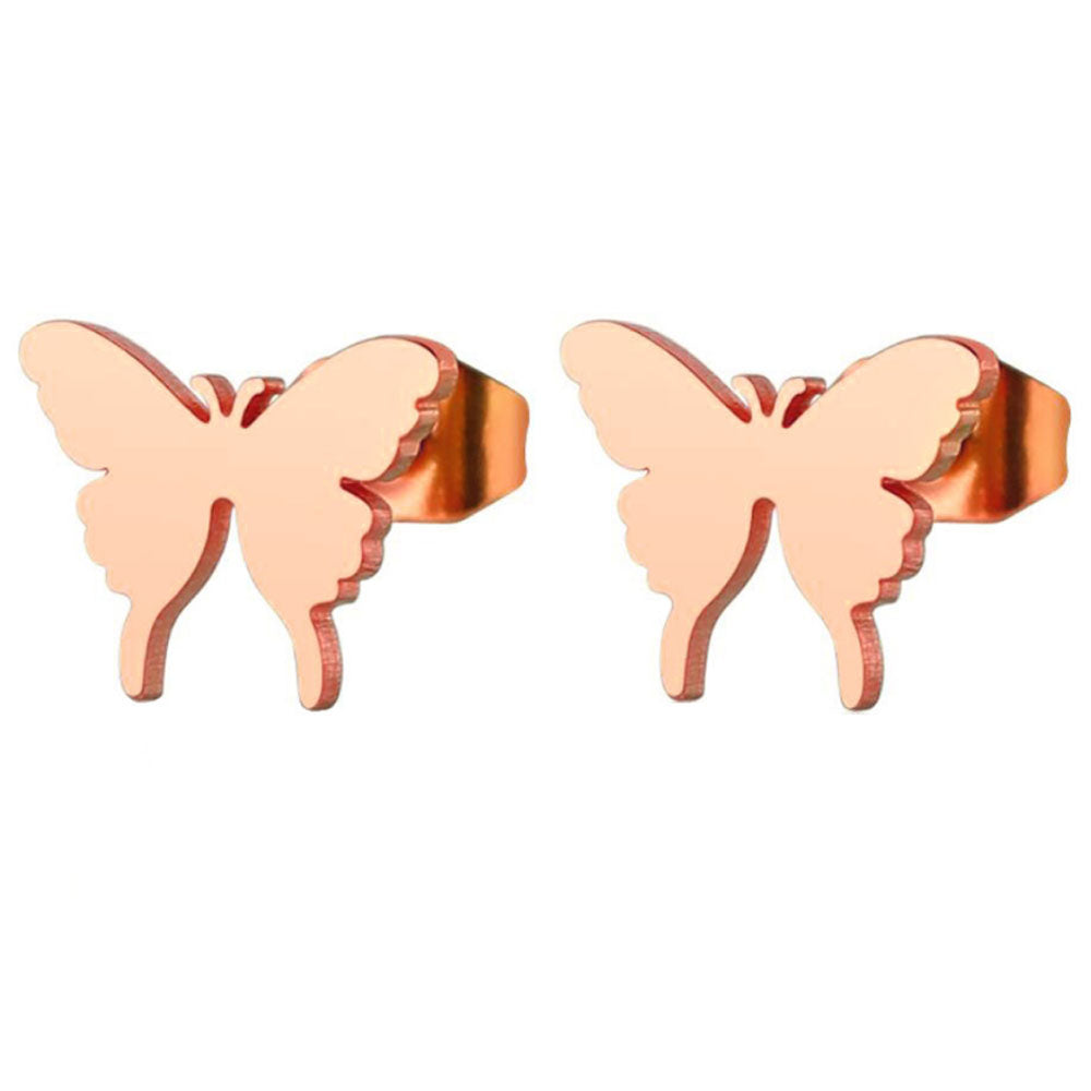 wholesale trendy fashion Korean surgical stainless steel gold butterfly charm stud earrings jewelry for women