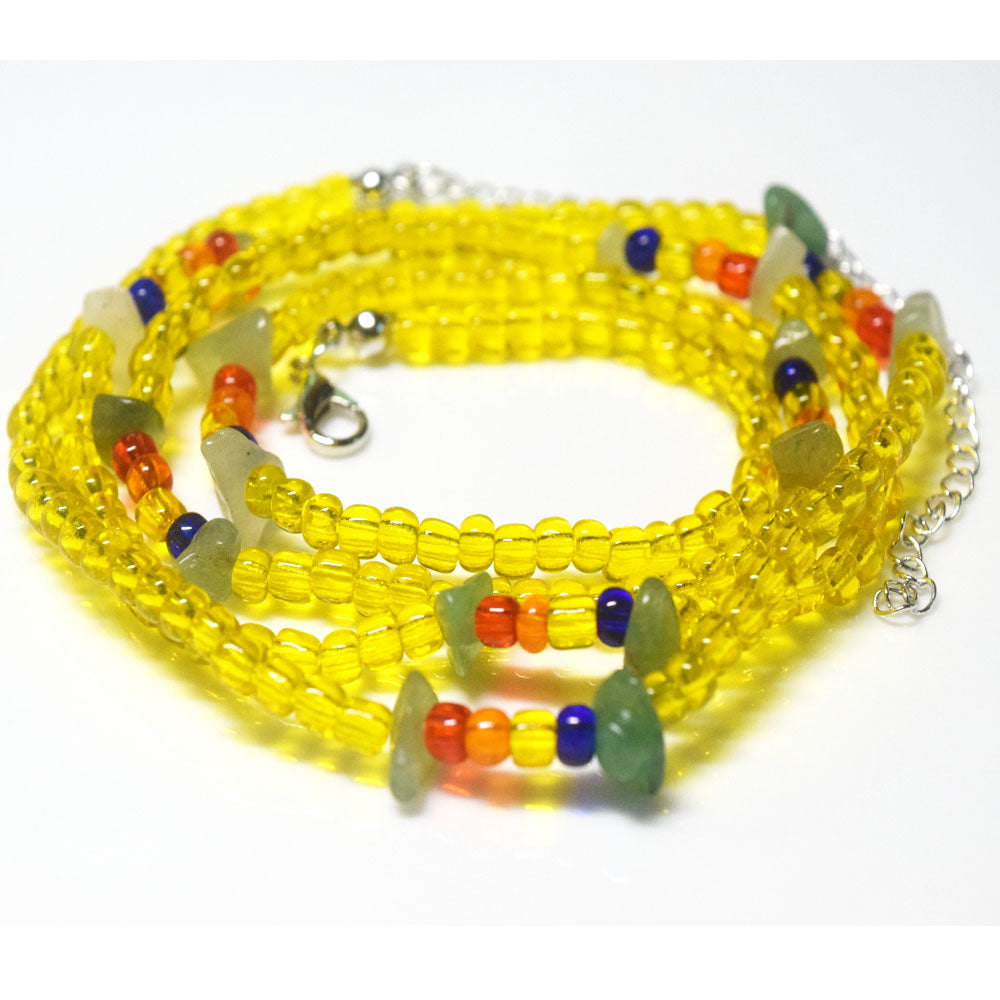 handmade glass seed beads quartz jade waist belly chain with lobster clasp for women