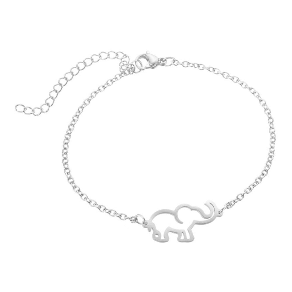 fashion vintage gold silver 316 surgical stainless steel adjustable animal charm and elephant shaped jewelry bracelet