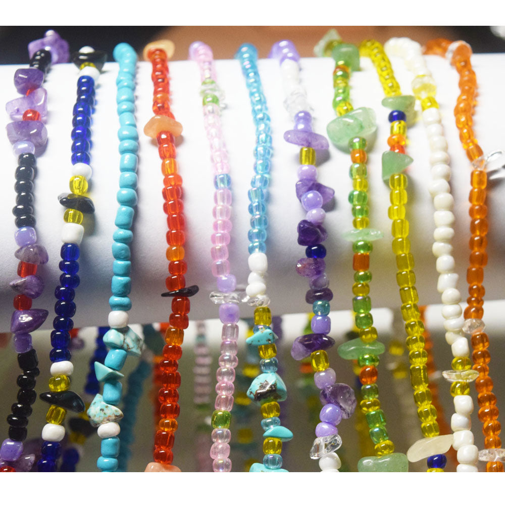 handmade glass seed beads quartz jade waist belly chain with lobster clasp for women