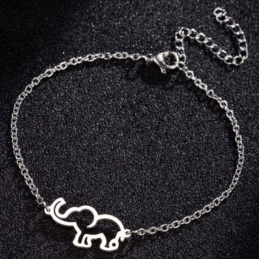 fashion vintage gold silver 316 surgical stainless steel adjustable animal charm and elephant shaped jewelry bracelet