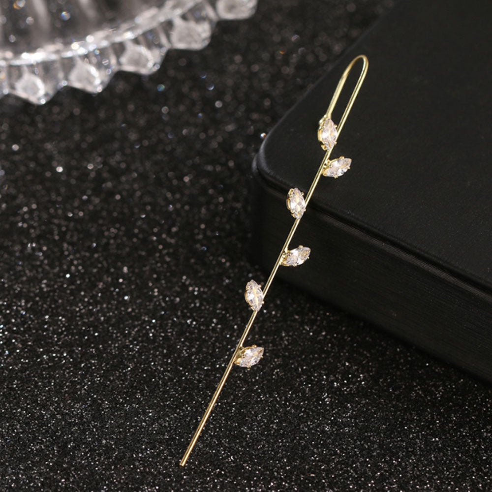 brass needle ear wrap crawler hook earrings climber silver and gold colors women