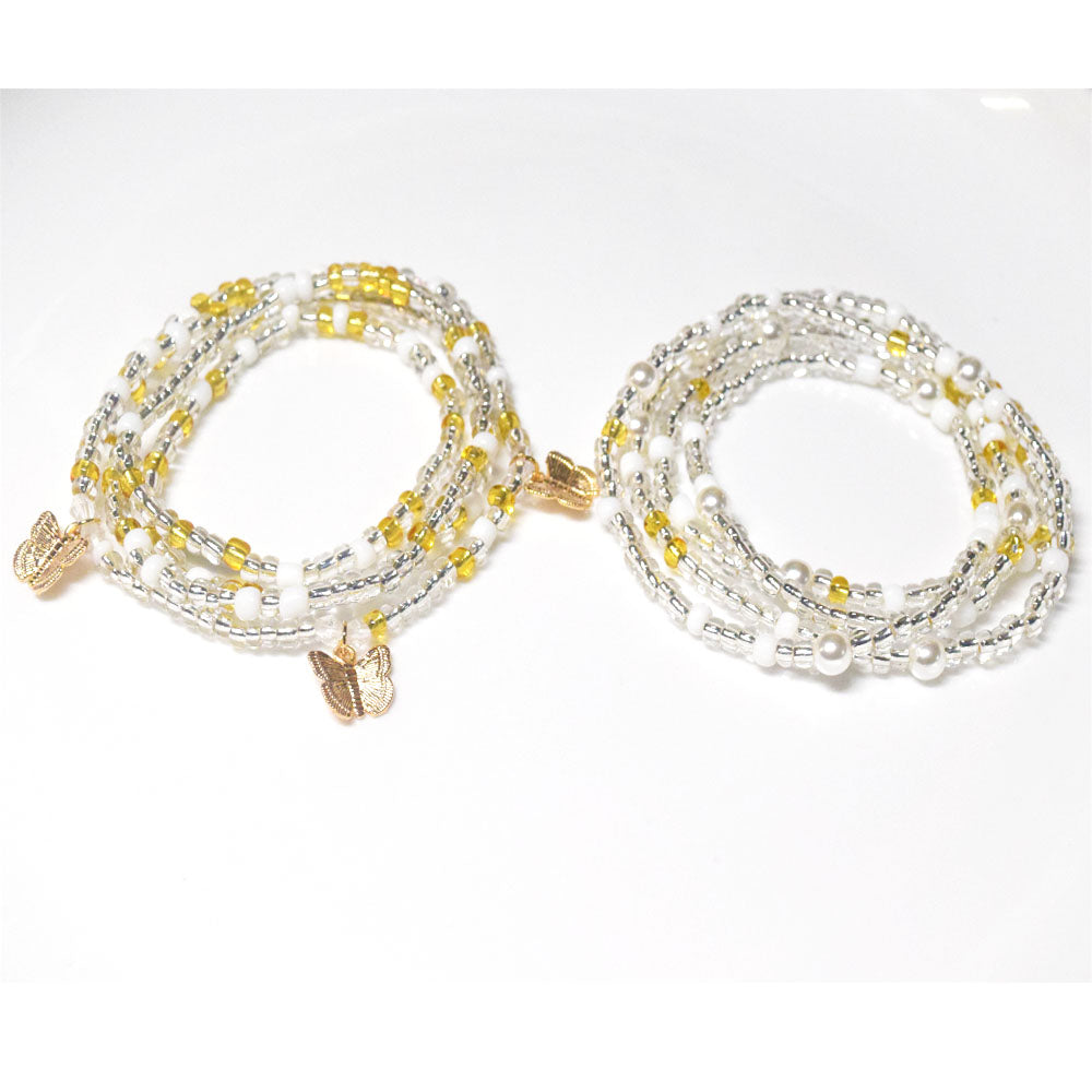 popular handmade glass seed beads with butterfly charms waist beads line chains belly body jewelry