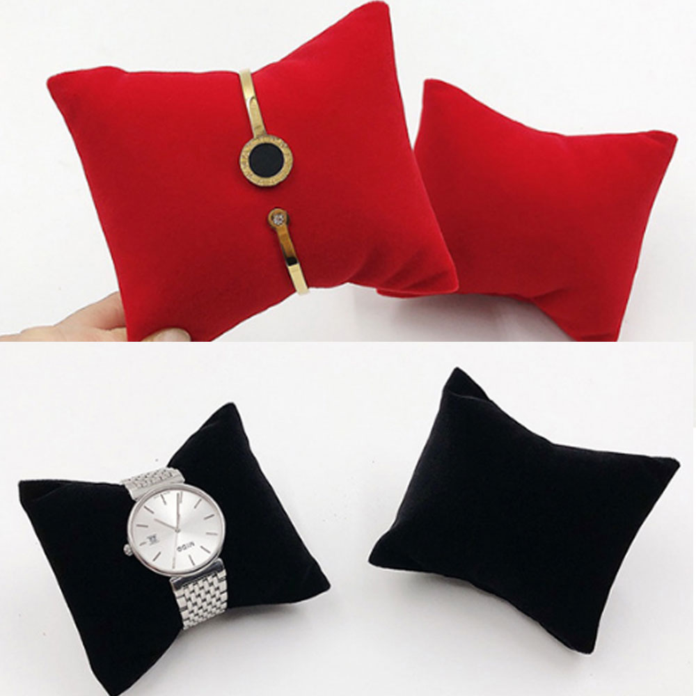 black and red color velvet stackable jewelry display tray with pillow for bracelet and watch wholesaler