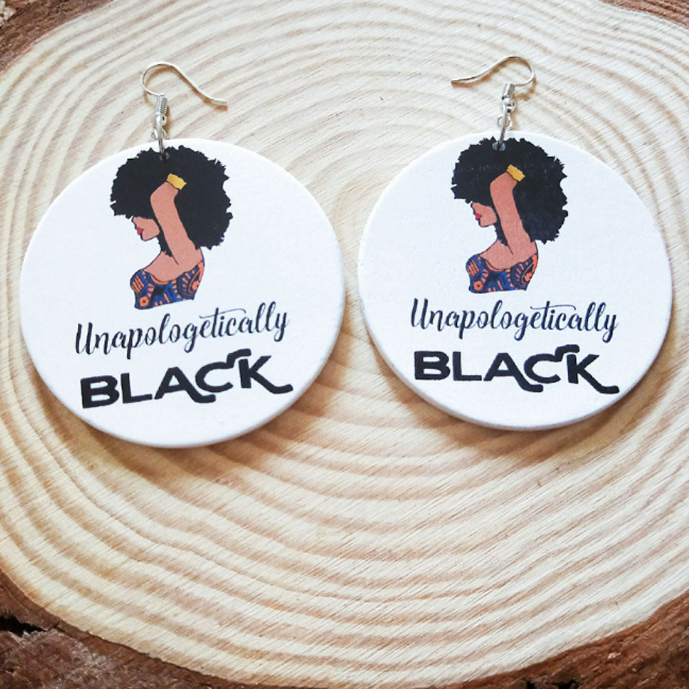 black unapologetically wooden dangle african hoop earrings women jewelry