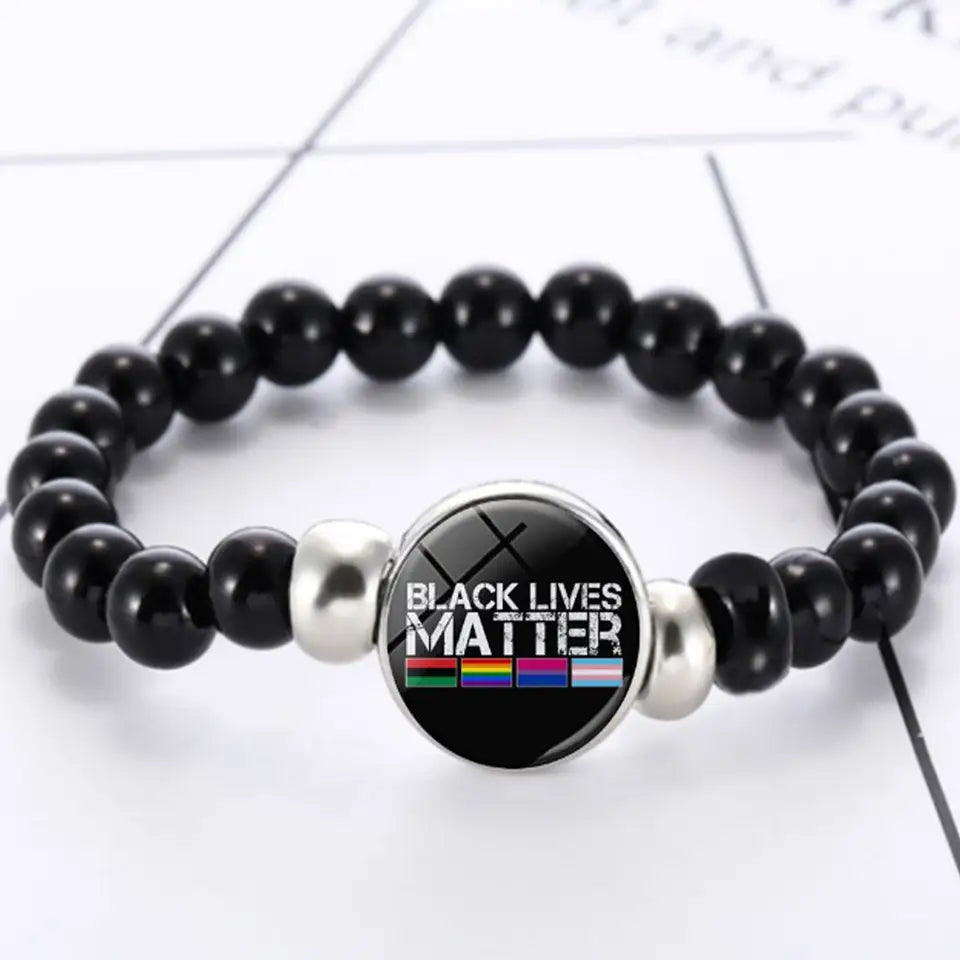 wholesale Acrylic beads beaded black lives matter charm bracelets wristband accessories China Manufacturer Supplier