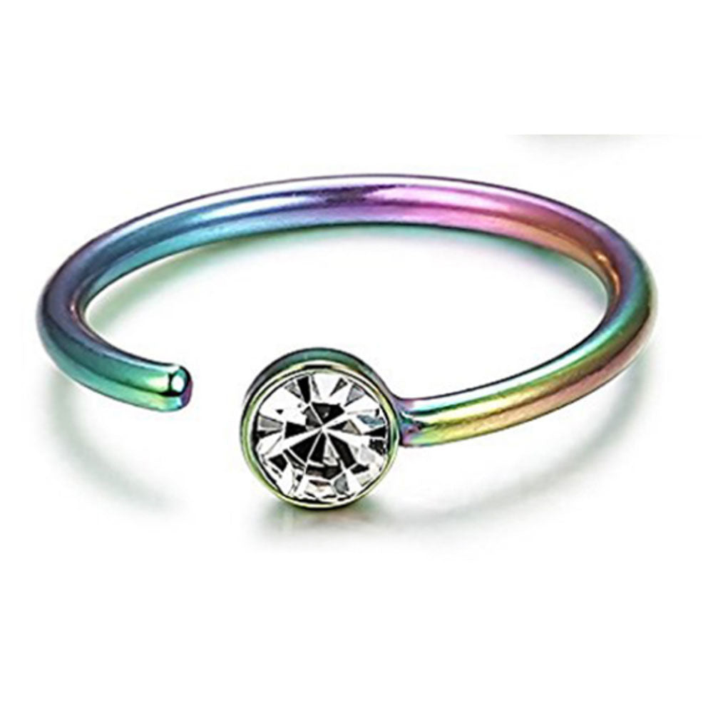 Titanium Stainless Steel 316L Jewelry Body Piercing Piercing Cartilage Non Stud Piercing cubic zirconia diamond Nose Hoop Ring