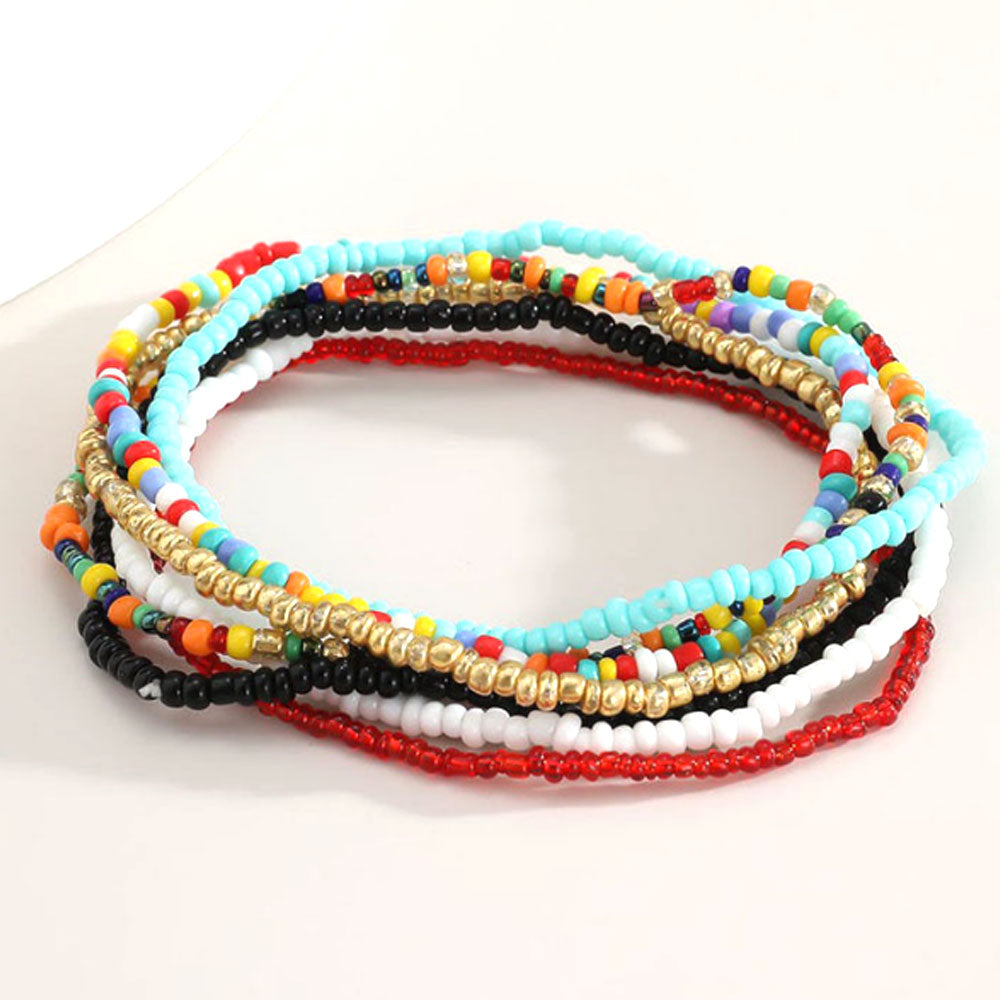 boho elastic cord african glass seed beads ankle bracelets for women