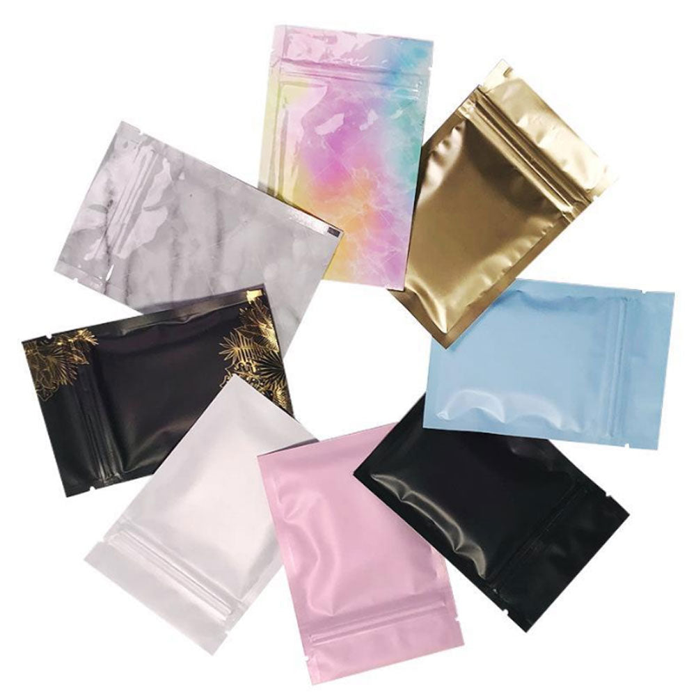 small size plastic jewelry pack white black pink blue gold zip zipper lock bag