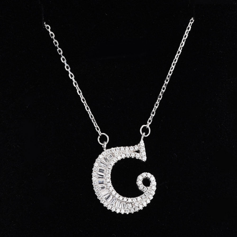 women blinged out hot fashion 925 sterling silver with cubic zircon 26 initial capital letter charm pendant chain necklace jewelry