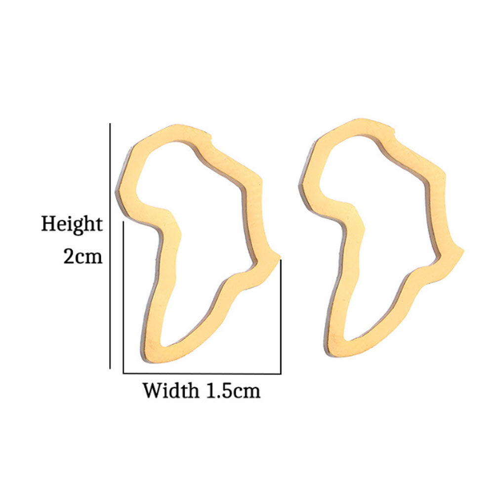 2x1.5cm small size stainless steel dangling big african map shaped gold silver fashion pin earrings jewelry women