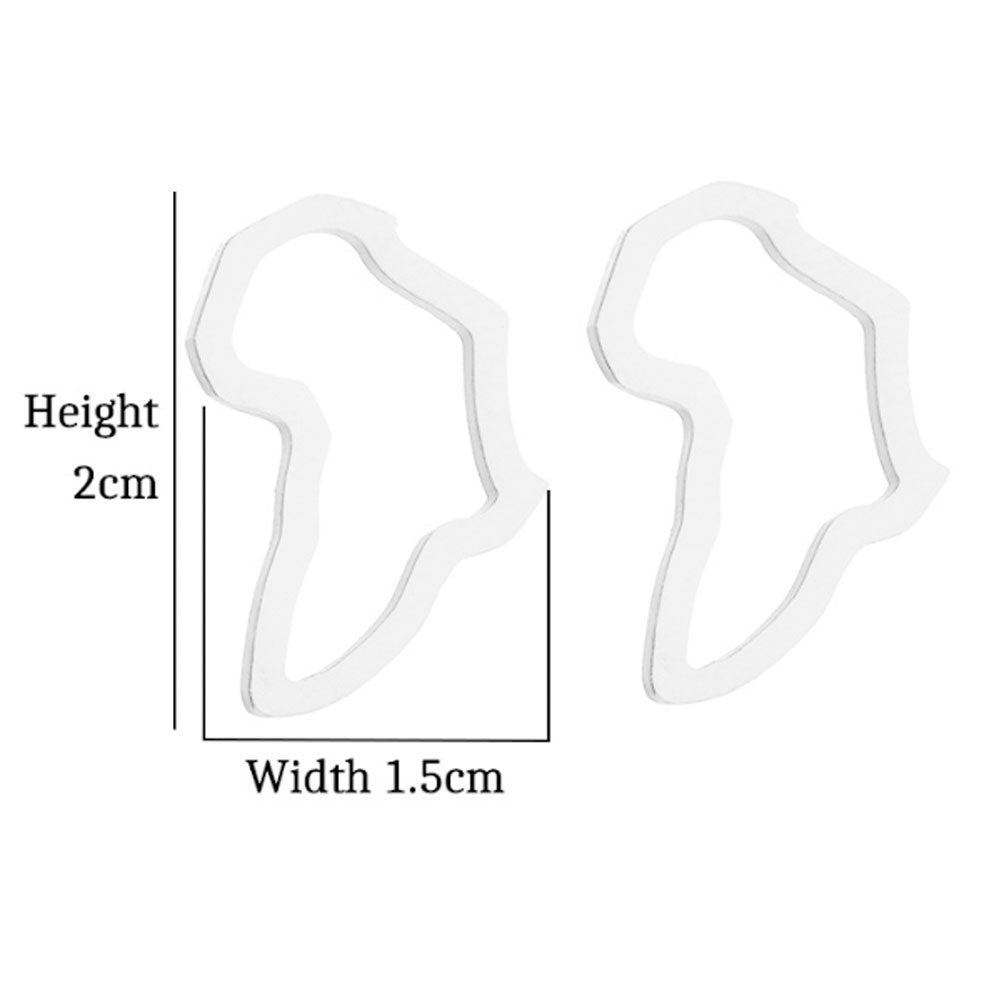 2x1.5cm small size stainless steel dangling big african map shaped gold silver fashion pin earrings jewelry women